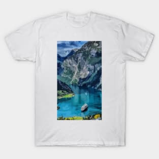 Norway Fjords Painting T-Shirt